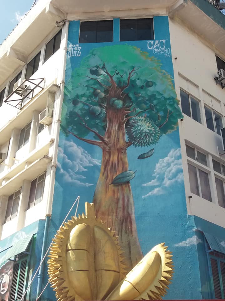 Durian art at Gaya Street Market, Kota Kinabula