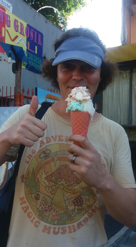 Enjoying an ice cream from Massimo