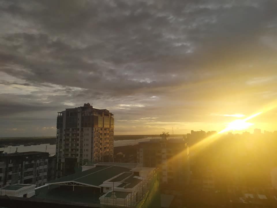 Sunset over Yangon river