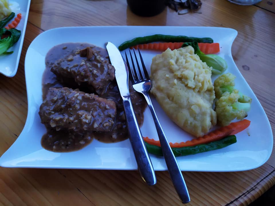 Pork steaks, mash and veg from Bistro 29
